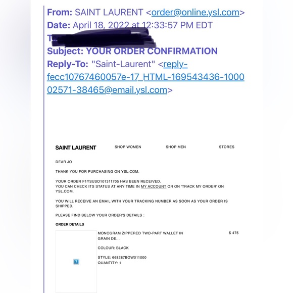 Saint Laurent CASSANDRE MATELASSÉ BI-FOLD WALLET - Picture 7 of 7